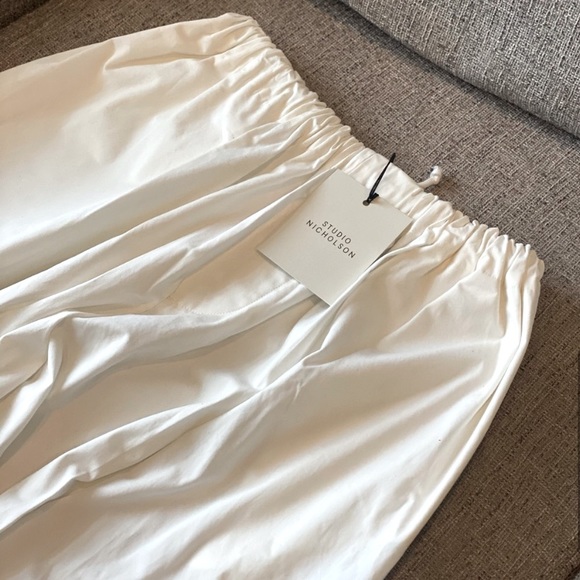 Studio Nicholson Unisex White Drop Board Trousers in Ivory - Picture 7 of 8